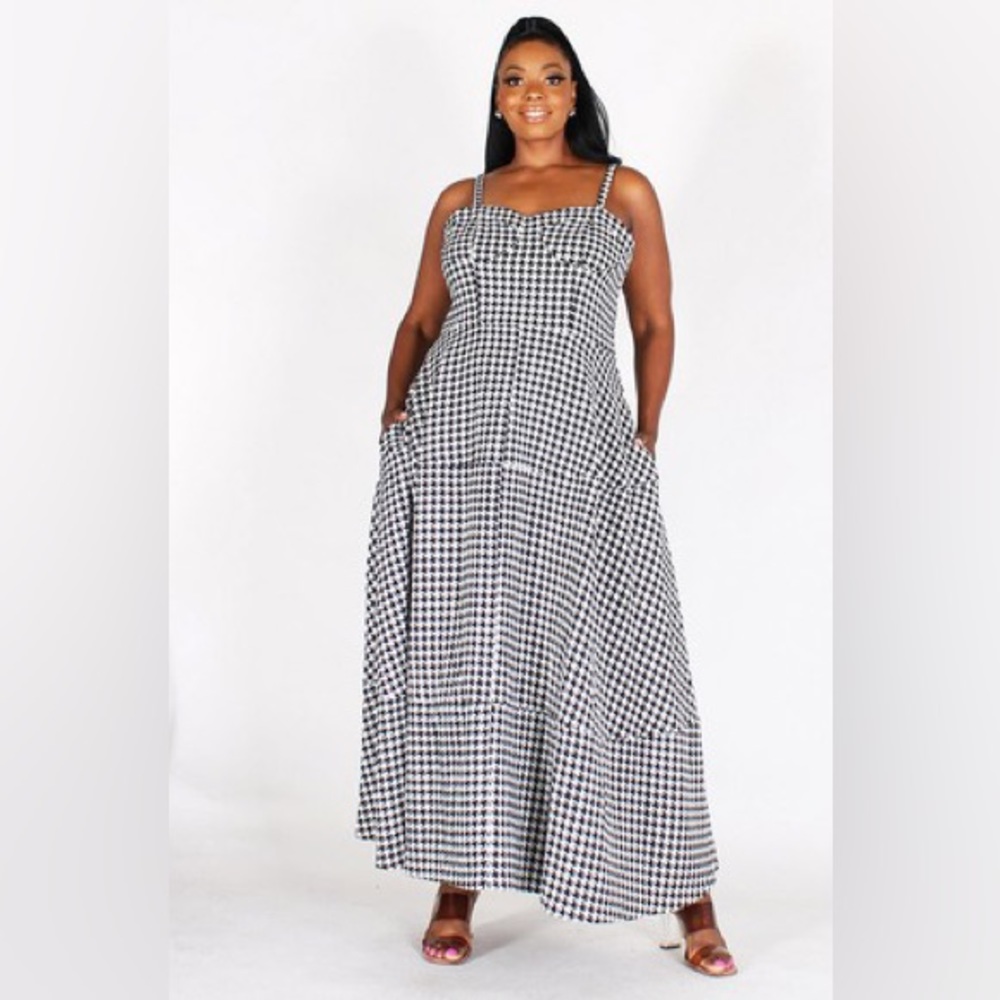 Plus Size Dress Houndstooth print